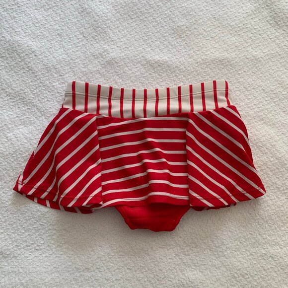 Hanna Andersson red white striped swimsuit bottoms ruffle skirt - Picture 3 of 4